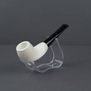 Premium Classic Smooth Meerschaum Pipe with  Black acrylic Stem, Block Meerschaum Turkish Meerschaum