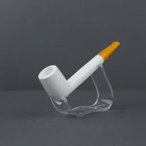 Long Shank Smooth Billiard Meerschaum Pipe with Acrylic Stem